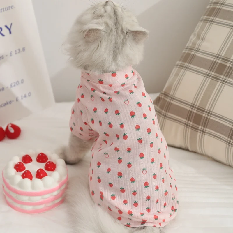 Strawberry Print Shirt — worn by a pet