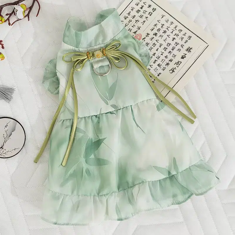 Bamboo Print Ruffle Dress — garment view