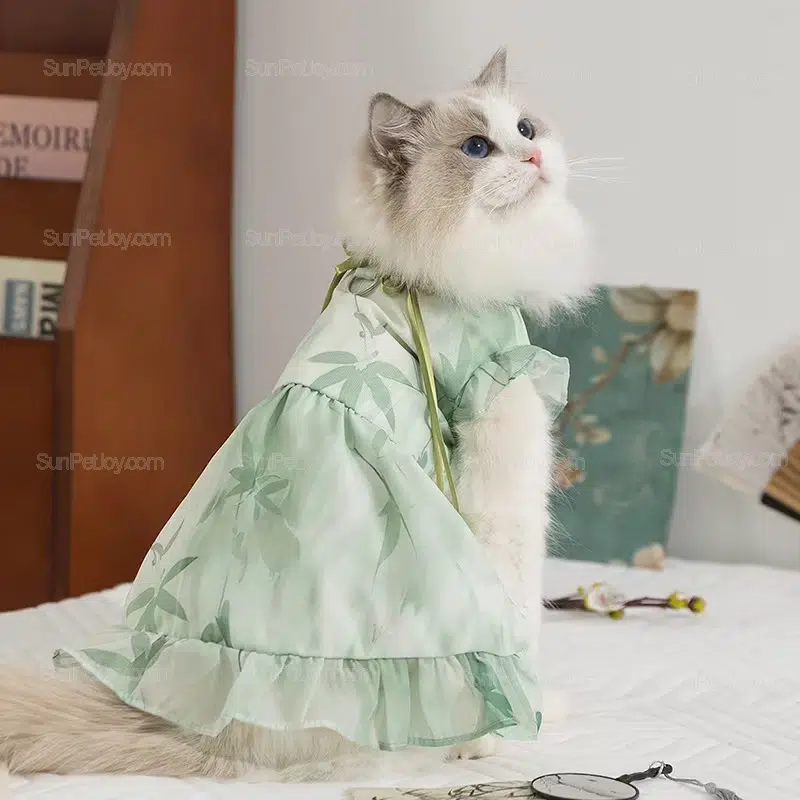Bamboo Print Ruffle Dress — worn by a pet